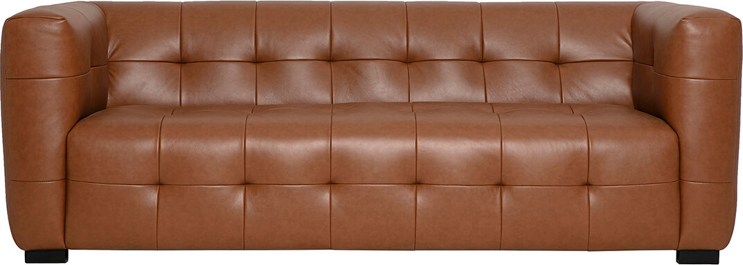 Miliboo Designer Sofa CORTO in braunem Leder mit 3 Sitzen