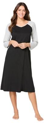 Plus Size Women's Avenue Body Baseball Sleepshirt by Avenue Body in Black (Size L)
