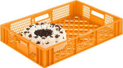 Euro Box Bäcker- und Cateringkasten (Gläserkasten), lebensmittelecht, Inhalt 15,4 L, durchbrochene Version, gelb-orange