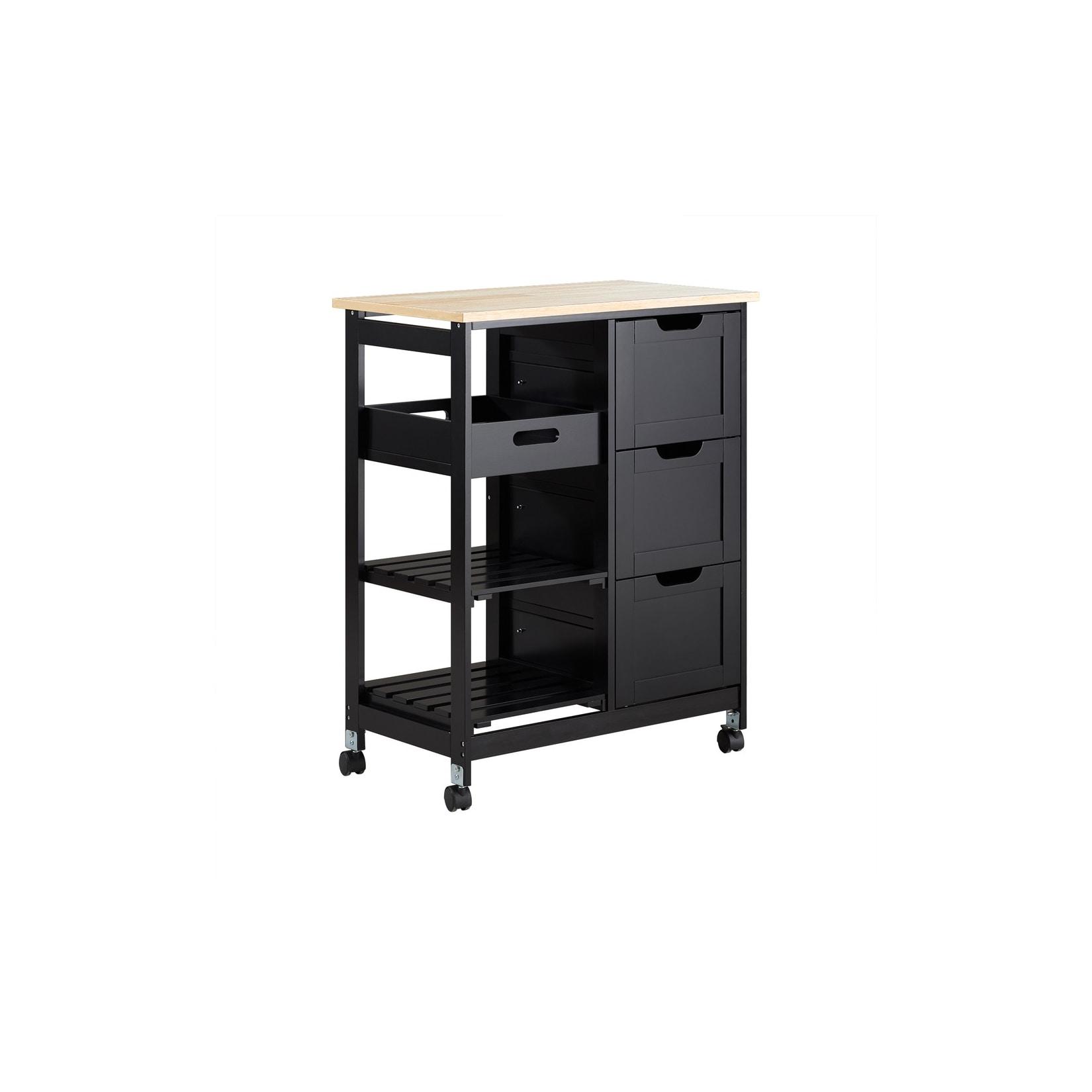 SoBuy Küchenwagen mit 3 Schubladen Schwarz 67x37x84cm Funktional