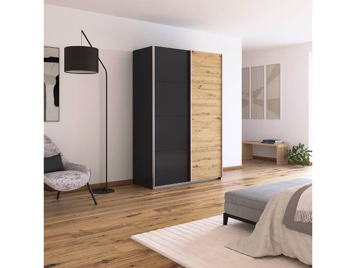 Armoire - Bicolore 136cm Gris/Gris métallisé
