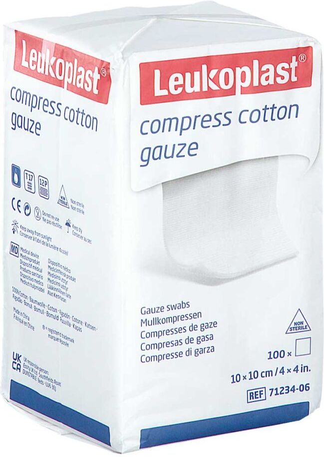 Leukoplast Compress Cotton Gauze 10x10cm Unst.12f