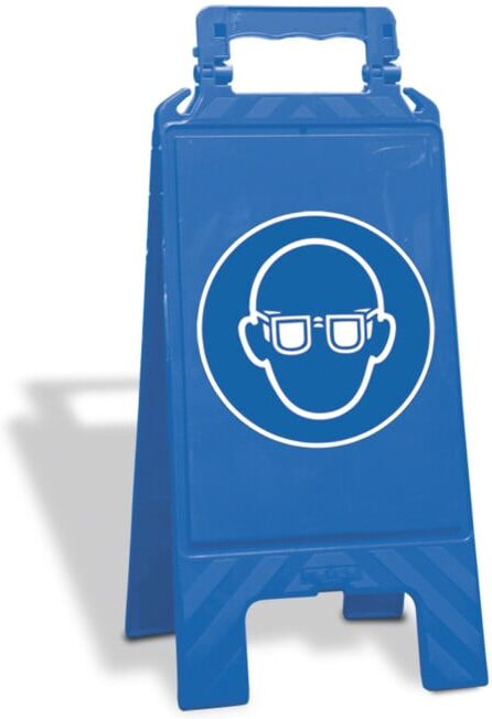 MORAVIA Panneau de signalisation pliable en plastique bleu Porter des lunettes de protection (345.24.247)