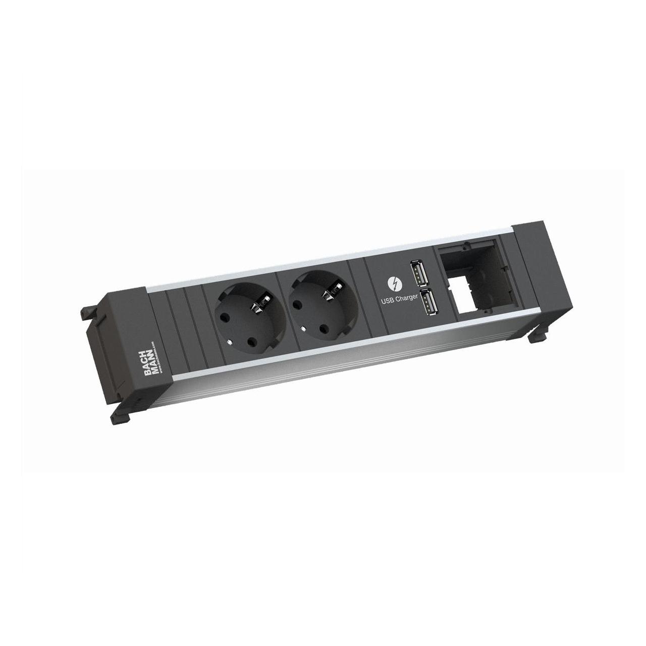 Bachmann POWER FRAME Medium 2x Schutzkontakt 1x USB Charger 1x ABD (2x, CEE 7/3) (916.0514)