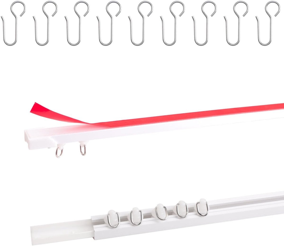 Dailygoods Dailygoody Zelfklevende Gordijnrail - Wit - Ideaal voor badkamer en douche