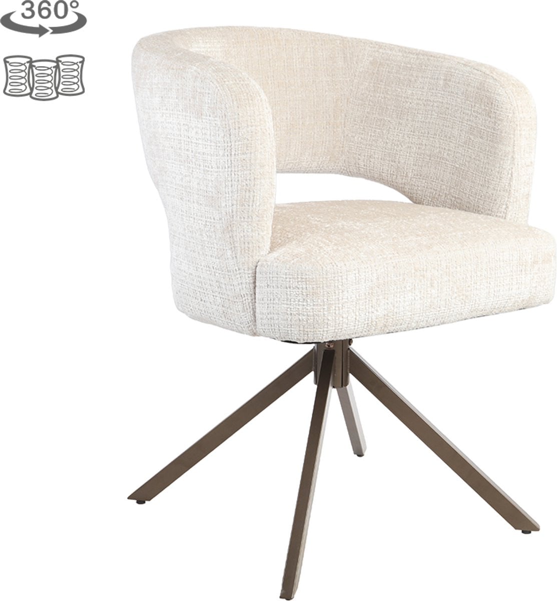 Tower Living Mura fauteuil 360 graden draaibaar - Cremona 02 sand stof - bruin frame
