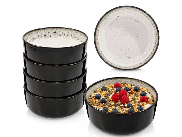 Sänger Schalen SET Sansibar - 6 teilig aus Steingut, Schwarz, Keramik, kratzfest, Geschirr, Schalen & Schüsseln, Dessertschalen