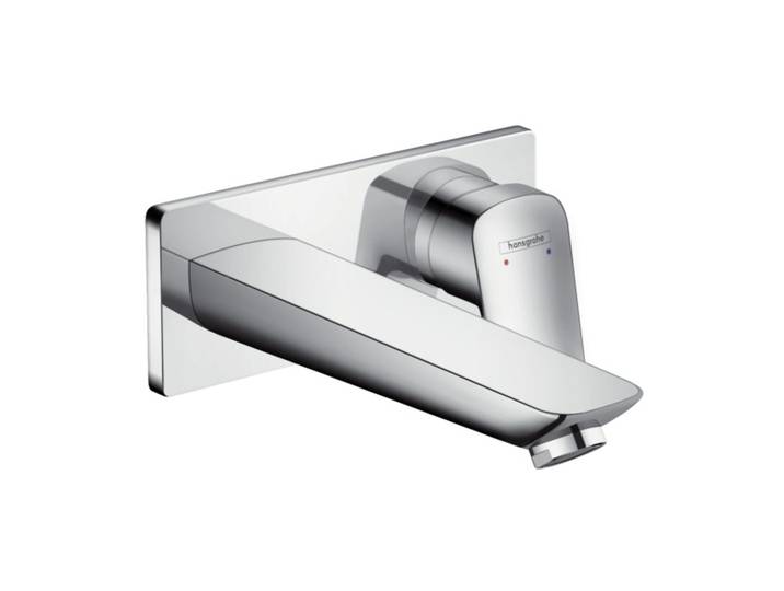 Logis Mitigeur lavabo encastré mural, Bec 195mm, bonde à écoulement libre (71220000)