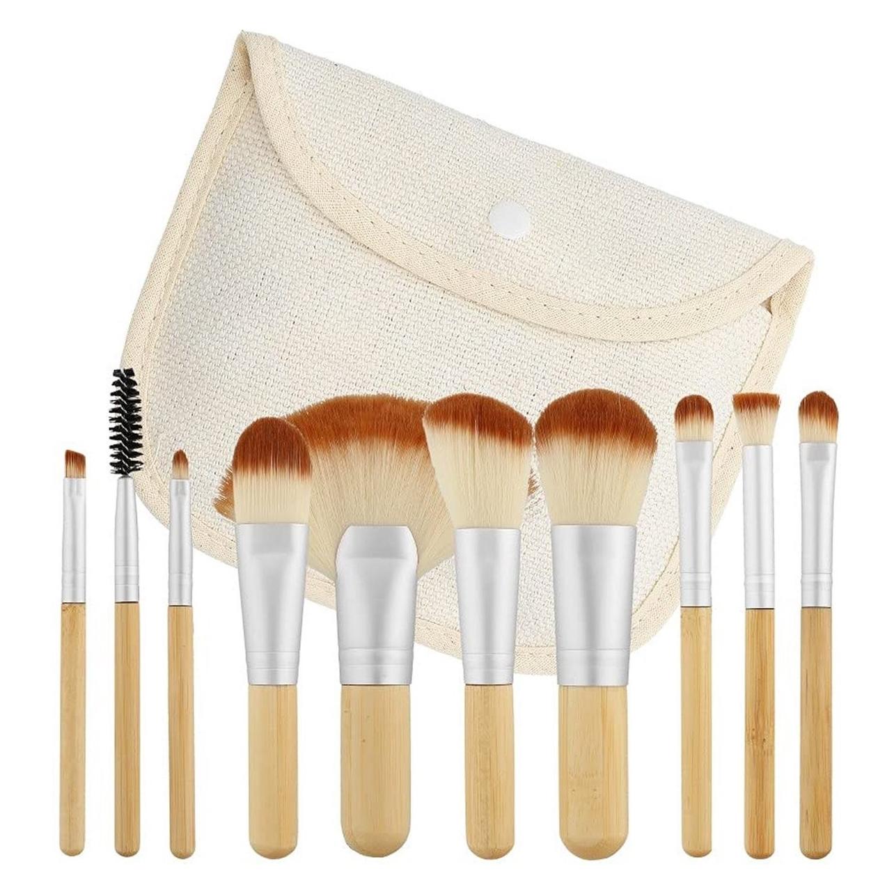 Tools for Beauty T4B MIMO Set Travel Size Bamboo Makeup Brushes With Cotton Case 10 Pieces Brown (Set) (0000056194)