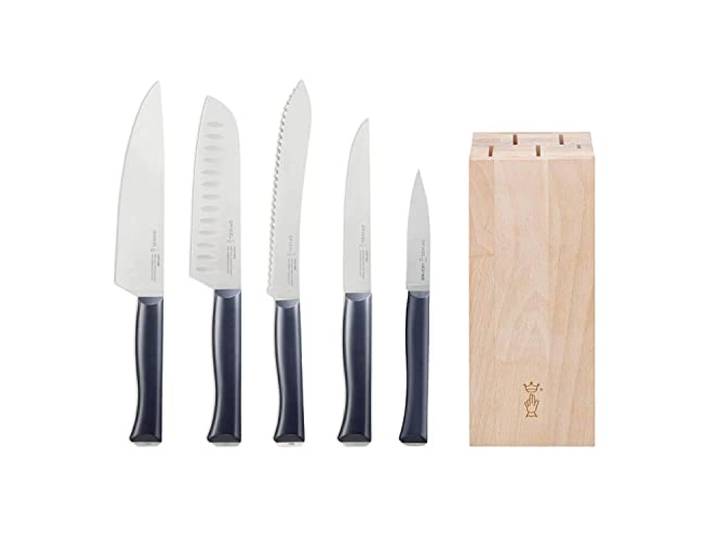 Opinel Parallele INTEMPORA Messerblock mit 5 Messern, Messerblock aus Buchenholz gefertigt, Messerset, 254581