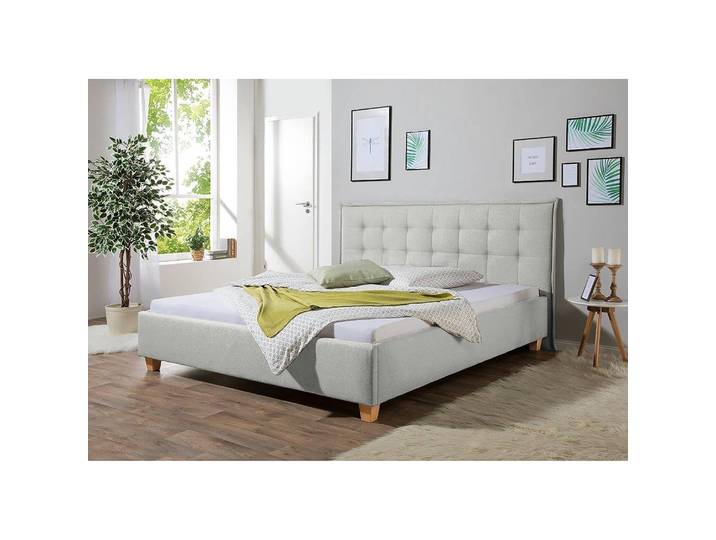Polsterbett Skann 200 x 200cm Strukturstoff Grau/Kies