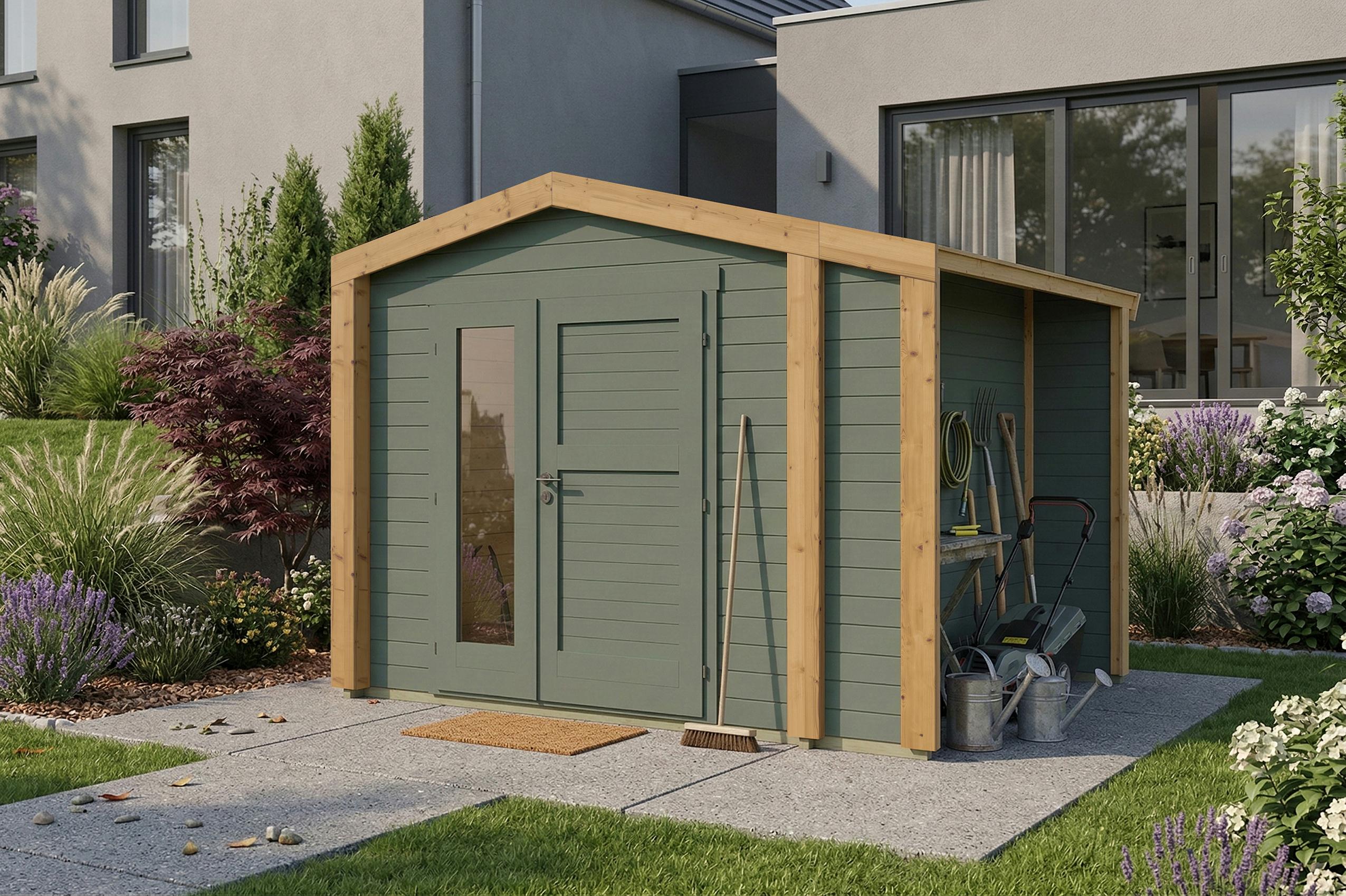 Gartenhaus Killarney, 300x250cm, Grüngrau, 28mm