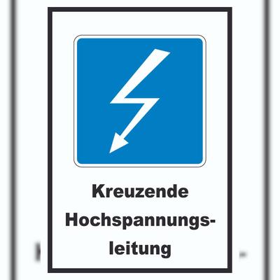 HB-Druck Hochspannungsleitung Kreuzt Symbol und Text A1 (594x841mm)