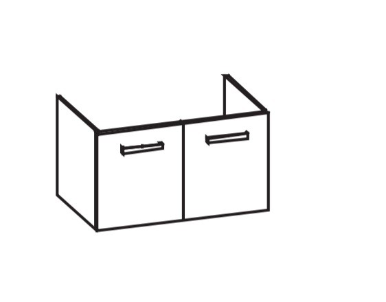 Artiqua 412 Waschtischunterschrank für Strada K0789, Weiß Glanz, 412-WU2T-I19-7050-68 412-WU2T-I19-7050-68