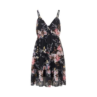 A-Linien-Kleid CLOUD 5IVE "CLOUD 5IVE Wrap Dress", Damen, Gr. M, US-Größen, bunt (schwarz), 100% Polyester, loose fit, Kleider