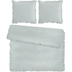 Bettwäsche Rüschen XXL Mineralblau ca. 200x200cm