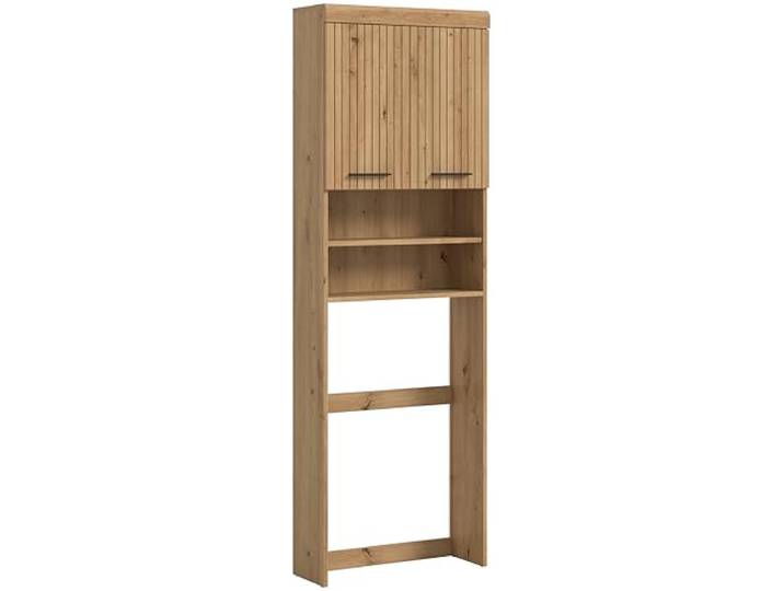 xonox.home – Waschmaschinenüberbau Scout 63x191x24 cm in Artisan & Schwarz – Überbauschrank mit 2 Türen & offenen Fächern – Passend für alle gängigen Waschmaschinen zur optimalen Platznutzung im Bad