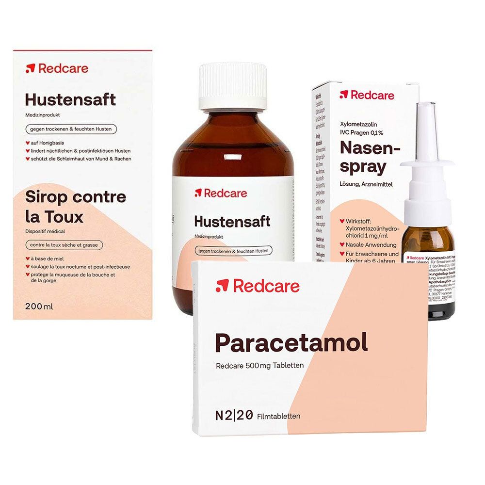 Paracetamol Redcare 500 mg + Xylo 0,1 % Nasenspray Hustensaft 1 St Set