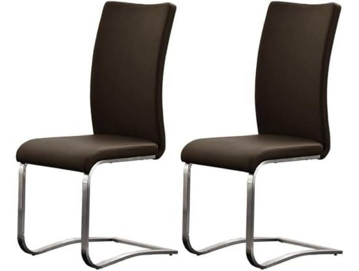 möbelando Esszimmerstuhl >Muvo II< (2er Set) in Braun aus Echtleder - 43x103x52cm (BxHxT)