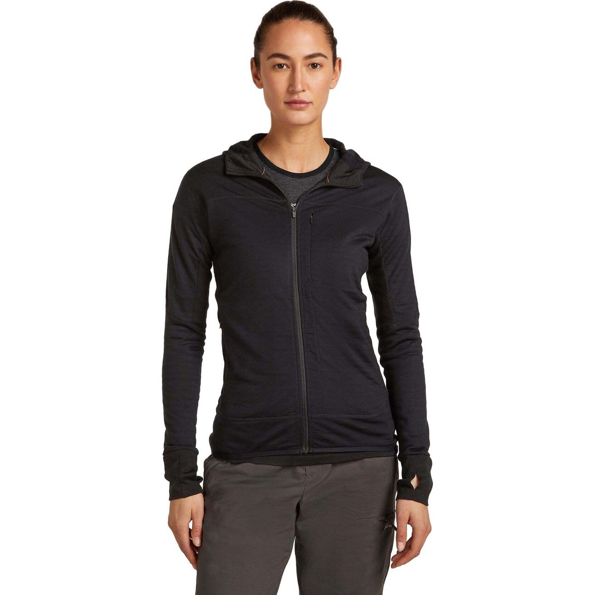Icebreaker Wom Mer 300 Realfleece Desc Long Sleeve Zip Hoo black (IB001) XS 0A57QMIB001-XS