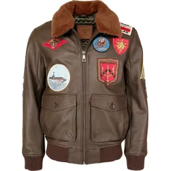 Top Gun 20201007 , Lederjacke - Dunkelbraun - M