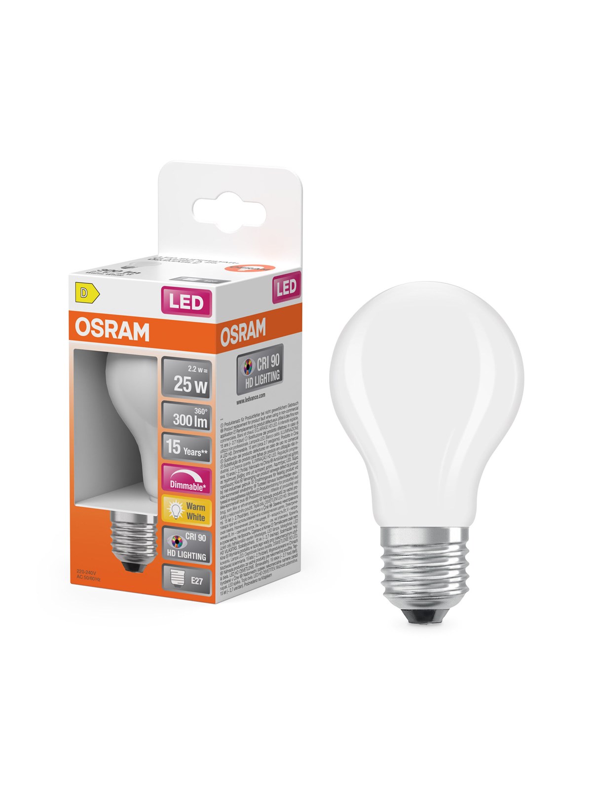 Osram LED-Lampe LED Comfort standard frosted 300lm 2.2W/927 (25W) dimmable E27