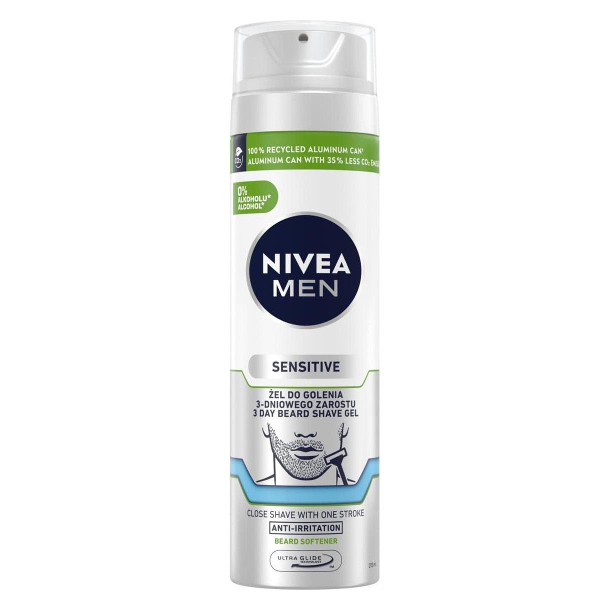 Nivea Men Men Sensitive żel do golenia 3-dniowego zarostu 200ml (200 ml, Rasiergel) (0181739)