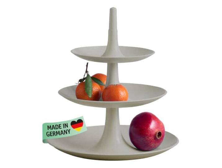 Koziol BABELL L Etagere 3-teilig Servierständer für Kuchen, Gebäck, Obst, Käse, Sandwiches biozirkulärer Kunststoff, stapelbar, spülmaschinengeeignet Küche, Haushalt (nature desert sand, L)