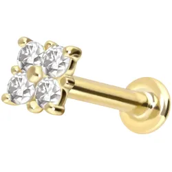 14 Karat Gold Labret mit Innengewinde MOISSANIT-QUADRAT