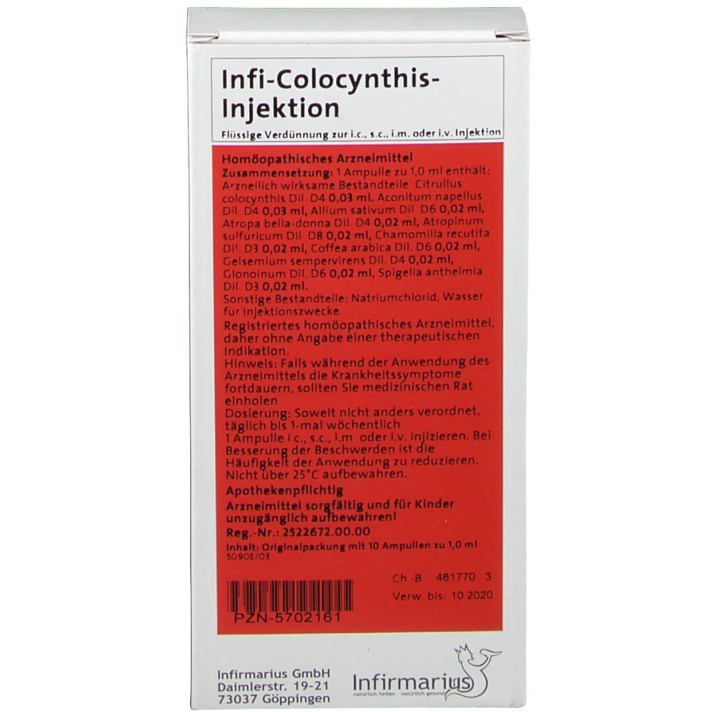 Infi Colocynthis Injektion 10x1 ml Ampullen