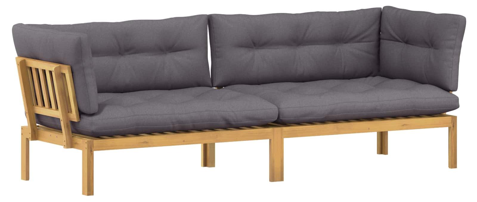 vidaXL Garten Pallet Sofa Einheiten 2 Stück Hellbraun und Dunkelgrau