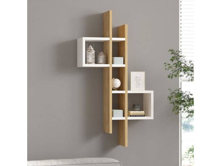 Étagère Cupello Dmora bois mélaminé blanc 54x20x108h cm