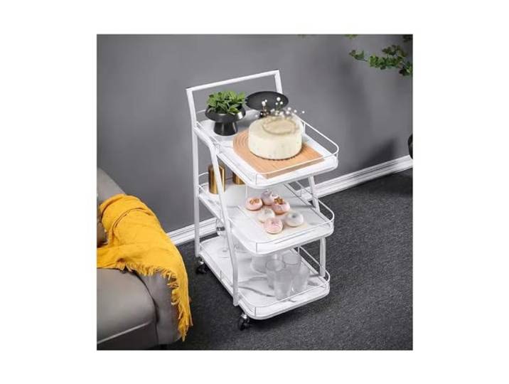 Essen Barwagen, Servierwagen for die Hausbar, Weinwagen mit 3 Ebenen(Weiß)