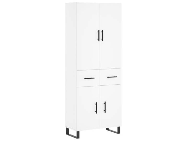KGFHERENB Highboard Weiß 69,5x34x180 cm Holzwerkstoff Schrank Elegantes Highboard in Weiß mit Metallfüßen für Wohnzimmer und Flur, bietet viel Stauraum hinter praktischen Türen.