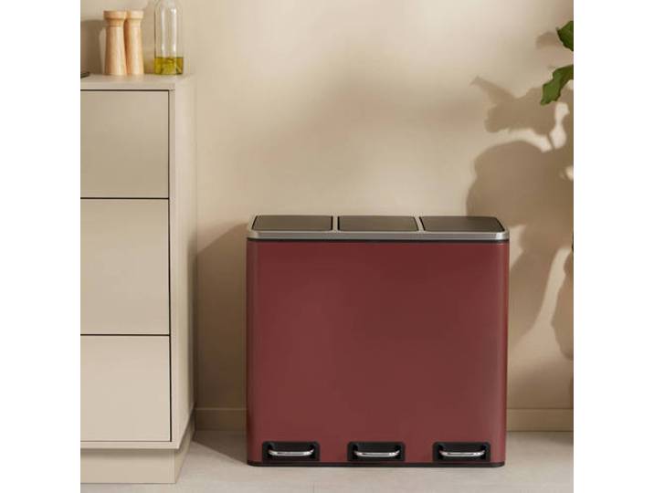 NOUS Living prullenbak - afvalscheiding - (18L+18L+18L) - mat rood