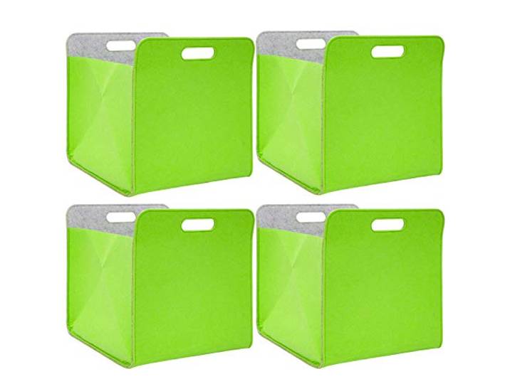 DuneDesign 4er Set: Recycling Filz Aufbewahrungsbox 33x38x33 - Kompatibel mit Kallax Regal - Cube Organizer Regalfach Einsatz - Ordnungsbox Kinderzimmer Filzkorb Aufbewahrung Kinder Spielzeugkiste