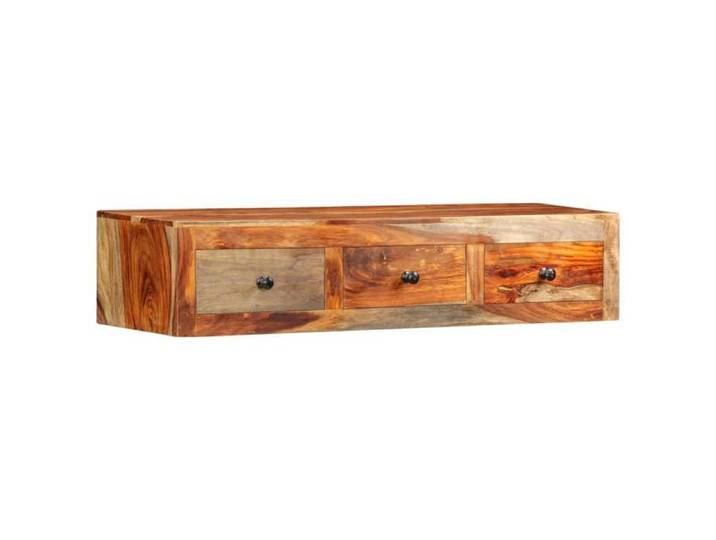 Table console murale en bois massif - - 100x25x20 cm - 3 tiroirs - Bois de rose - Brun - Finition laquée - Unique