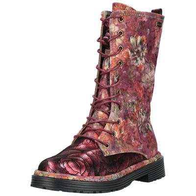 Schnürstiefel LAURA VITA "LAURA VITA Stiefel Leder/Textil", Damen, Gr. 38, bunt (rubinrot), Leder, Textil, Schuhe Schnürstiefel