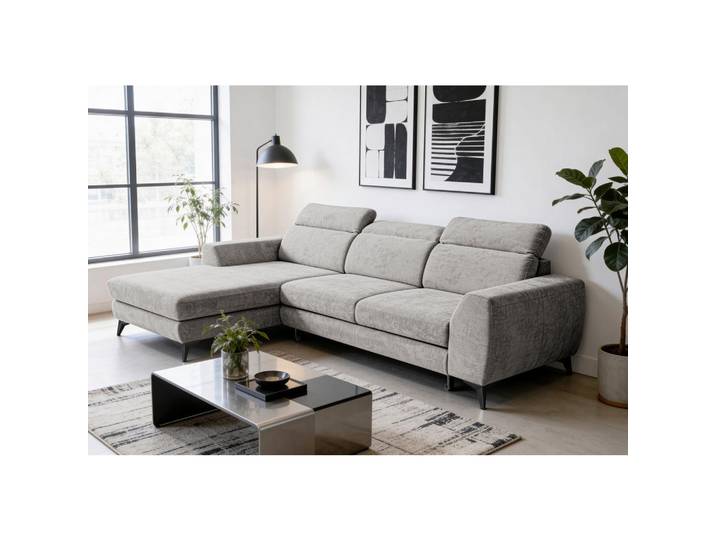 Mid.you Ecksofa Muenster, Cappuccino, Metall, Uni, 3-Sitzer, Ottomane links, L-Form, 264x191 cm, Rücken echt, Armteil links, rechts, Wohnzimmer, Sofas & Couches, Wohnlandschaften, Ecksofas