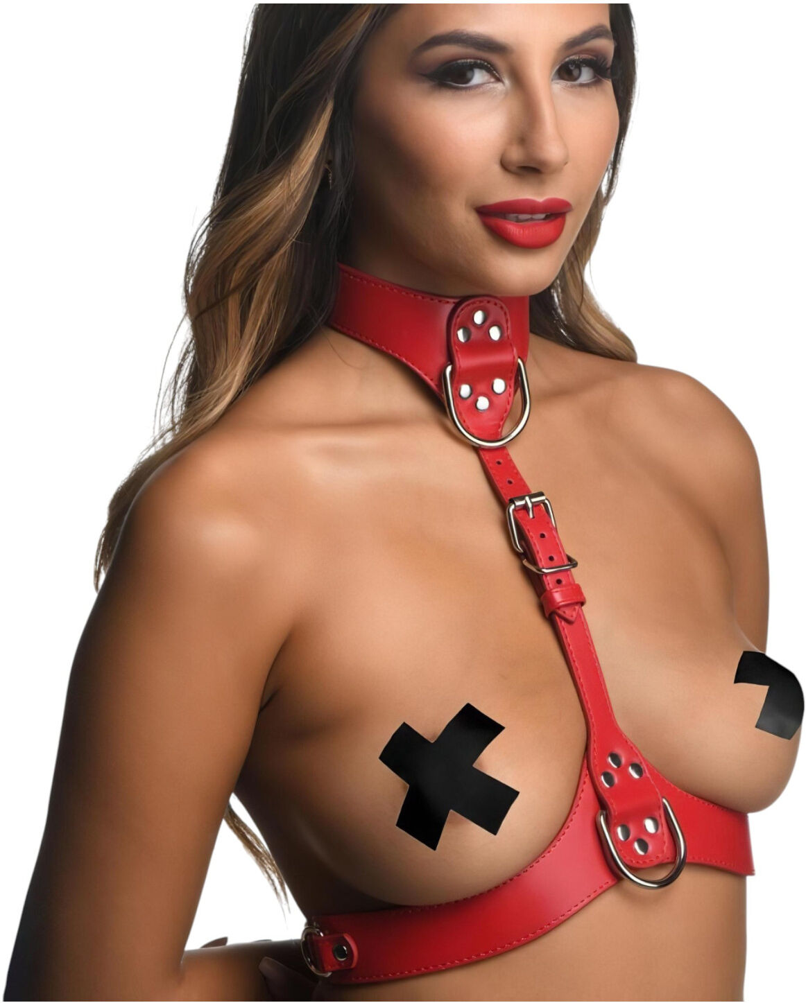 XR Brands Strict - Halter Neck Body Harness (Red) - M/L