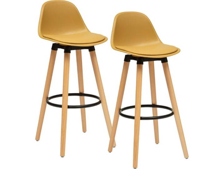Lot de 2 tabourets bar déco style scandinave  Maxon  Atmosphera - 42 5x39 5x92 - Ocre