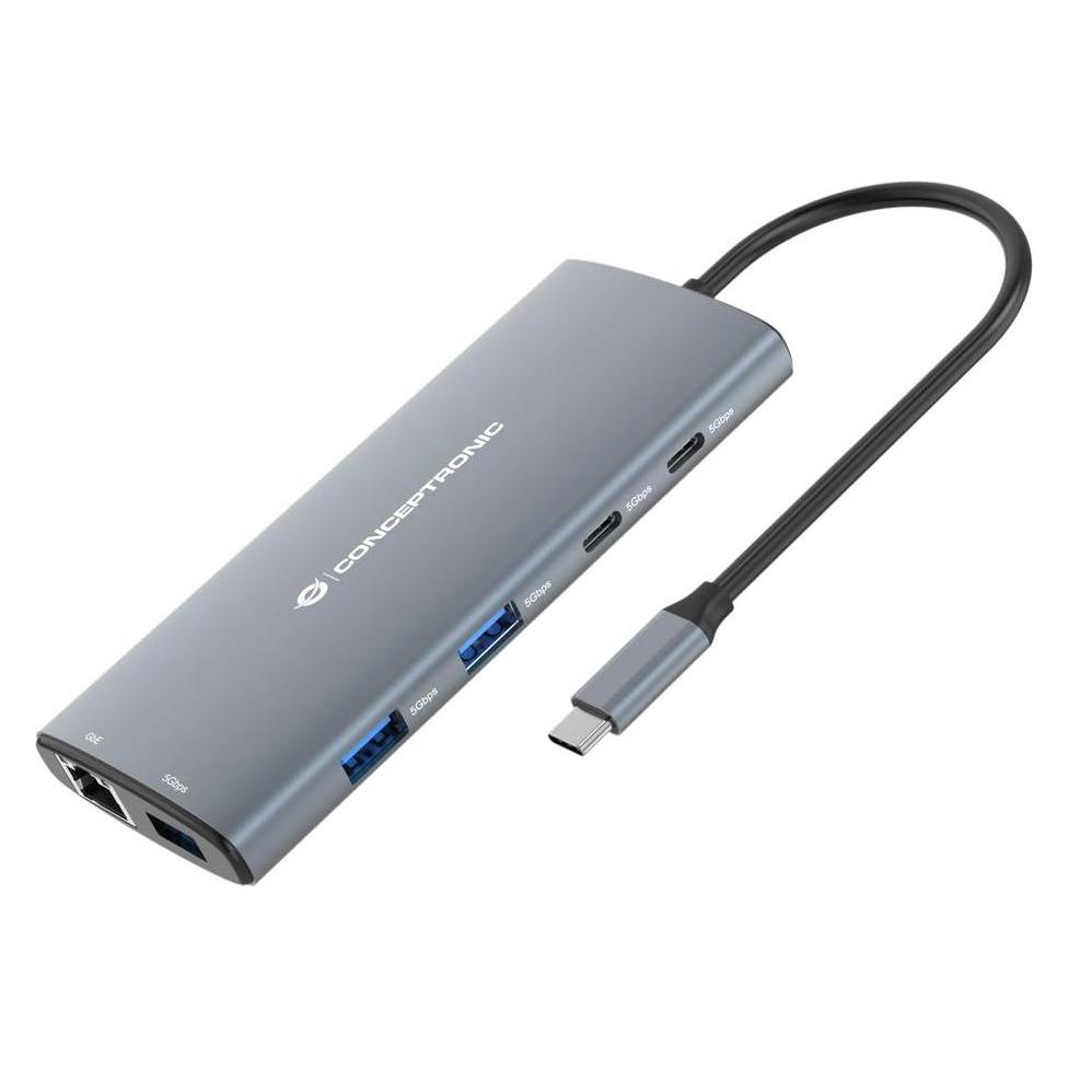 Conceptronic 10-1 Dock USB-C->HDMI/2xUSB-C/3xUSB-A/+ 20cm gr (USB-C, 10 Ports) (DONN06G)