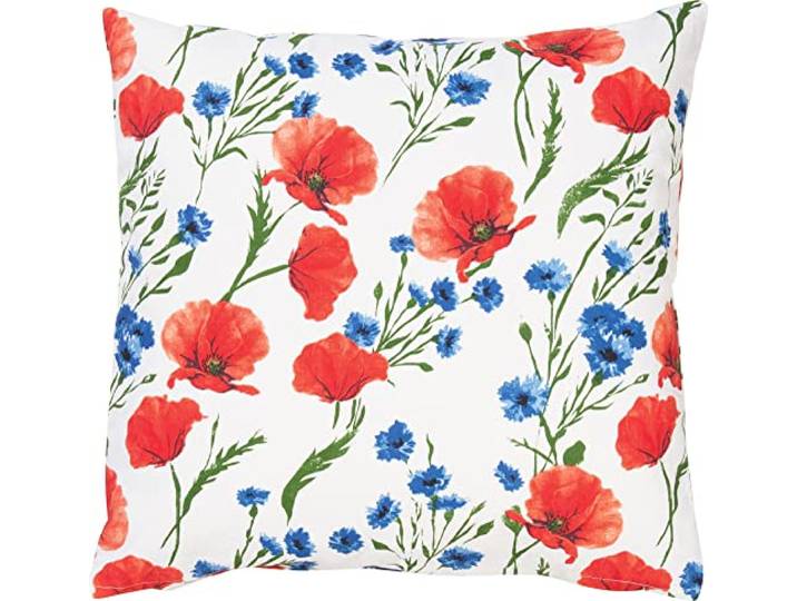 REDBEST Kissenhülle, Kissenbezug 100% Baumwolle Mohnblume Größe 40x40 cm - Robustes, glattes Gewebe, mit Reißverschluss (weitere Größen)