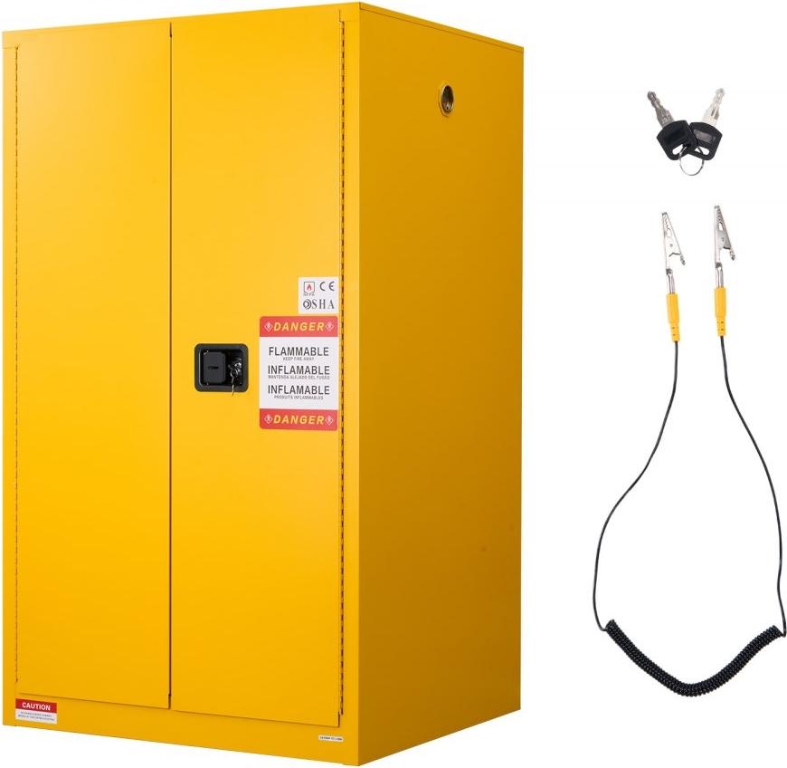 Feuerfester Lagerschrank 246 L - Feuerlöschschrank mit verstellbarem Regal - Gelber Sicherheitsschrank aus kaltgewalztem und verzinktem Stahl - Gefahrstoffschrank für brennbare Materialien