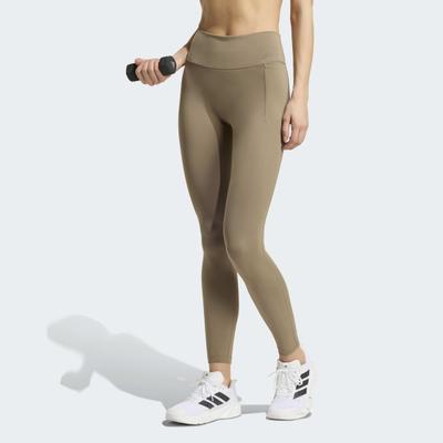 Trainingstights ADIDAS PERFORMANCE "OPTIME WORKOUT FULL LENGTH LEGGINGS", Damen, Gr. M, N-Gr, beige (khaki six, normal, gr.), Obermaterial: 73% Polyester, 27% Elasthan, Hosen