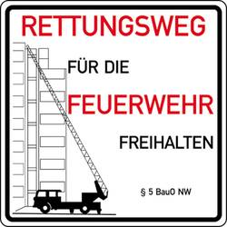SafetyMarking 52.2765 Hinweisschild Rettungswege freihalten, § 5 BauO NW Aluminium (B x H) 500 mm x 500 mm 1 St.