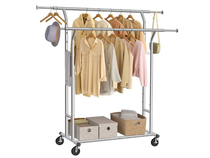 Portant à vêtements à vêtements avec 4 roues