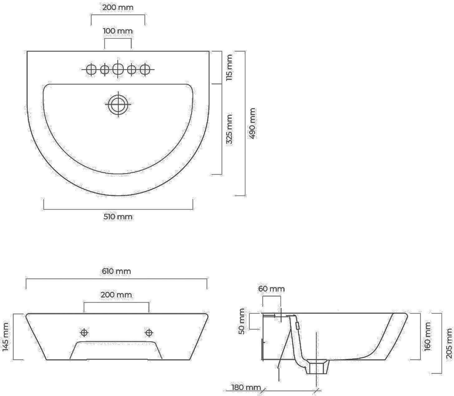 OLTENS Jog Waschbecken 61 x 49 cm, mit SmartClean