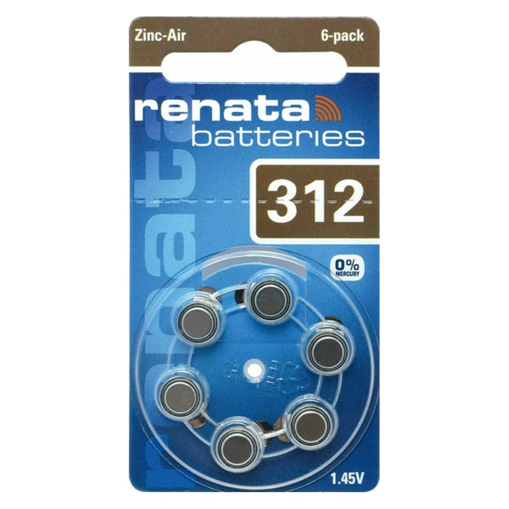 Renata Hörgeräte-Batterien ZA312.DP6 0%HG (6 Stk., A312, 165 mAh) (ZA312.DP6 0HG)