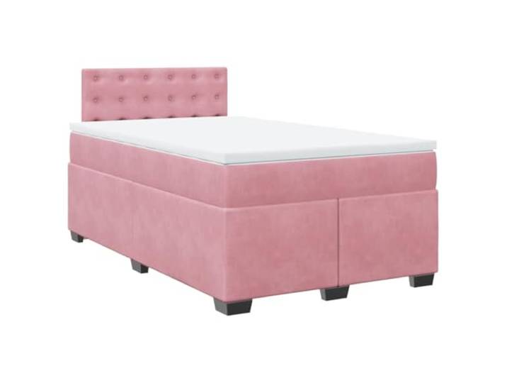 PUGYNBK Boxspringbett, Samt, Rosa, 120 x 190 cm Taschenfedern, atmungsaktiver Matratzenschoner, Lattenrost, waschbarer Bezug